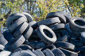 Piles of tires waiting to be recycle