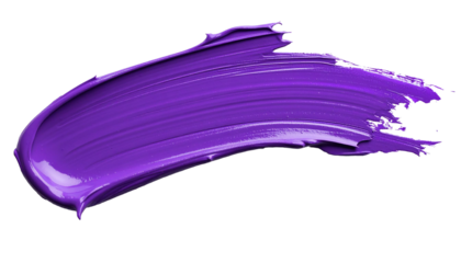 textured abstract violet color paint stroke isolated on transparent background, png