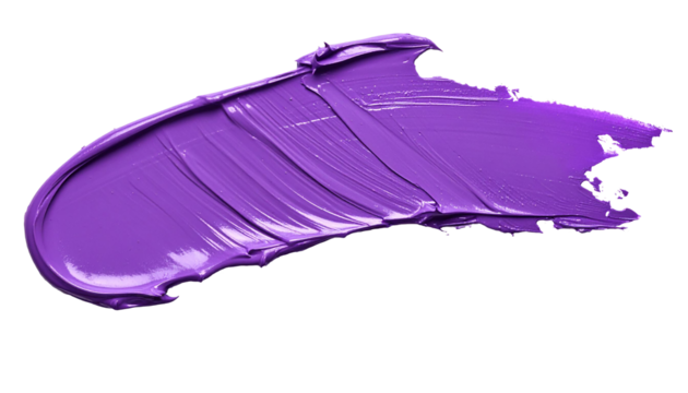 textured abstract purple color paint stroke isolated on transparent background, png