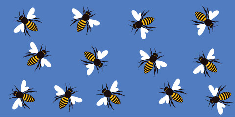 Seamless bee pattern background. Bee flat design.