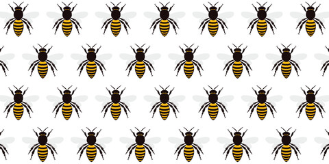 Seamless bee pattern background. Bee flat design.