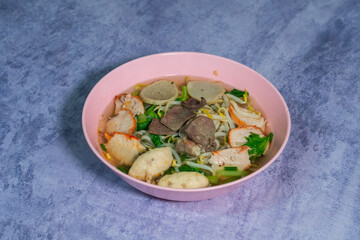 
Different types of tom yum noodles Spicy flavor