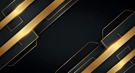 Elegant Black and Gold Abstract Background with Geometric Shapes and Lines