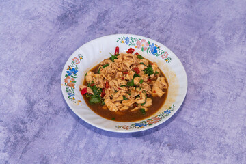 Stir fried chicken with basil