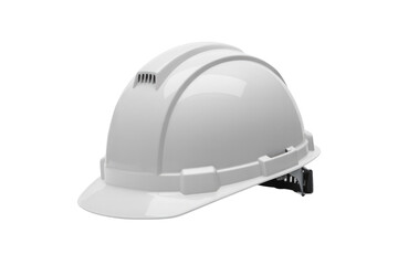 A white industrial safety hard hat with ventilation, offering crucial head protection for construction workers and hazardous work environments. background removed