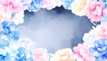 beautiful colorful flowers border frame background with copy space, graphic resource