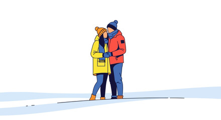 Loving Embrace A Cozy Winter Moment of a Couple in Warm Clothing Outdoors