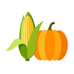Autumn Harvest Icons: Pumpkin and Corn Cob png