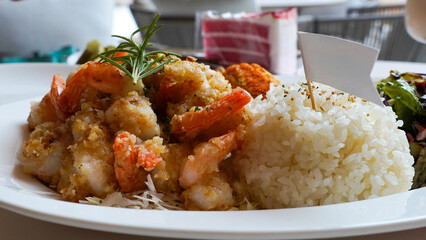 먹을것, 라이스, 식사, 식당, 요리, 튀김, 점심, 소스, 야채, 건강한, 미식가, 맛있는, 레스토랑, 물고기, 새우