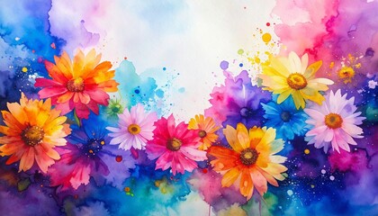 beautiful colorful flowers border frame background with copy space, graphic resource