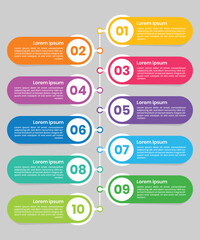 Modern Colorful Timeline Infographic List With Ten Step Presentation