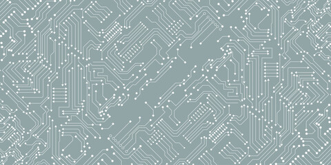 Abstract white circuit pattern on blue technology futuristic background.