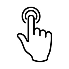 A finger tapping on a touch screen interface in vector outline