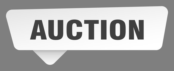 auction sign. auction white sticker isolated on gray background