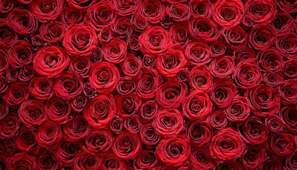 a red rose pattern wall covered with fresh roses abstract and creative background flowers background