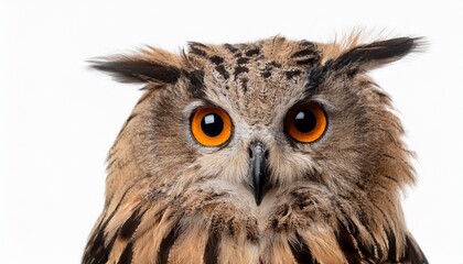 a fluffy owl isolated on white