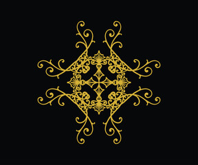 Intricate golden mandala design on black background