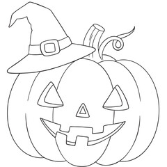 halloween pumpkin with a hat