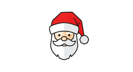 Illustration of Santa Claus with red hat and white beard on white background.