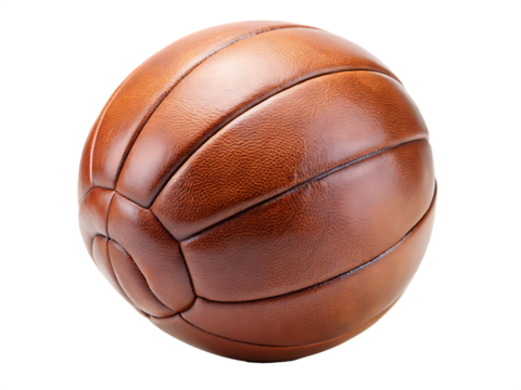 Brown Leather Ball isolated on White Background ,PNG. AI Generated 