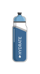Blue Water Bottle with Hydrate Text and Water Drop Icon.