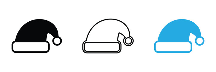 Capture the holiday spirit with these charming Santa hat icons, ideal for festive designs and seasonal promotions. Add cheer to your projects!