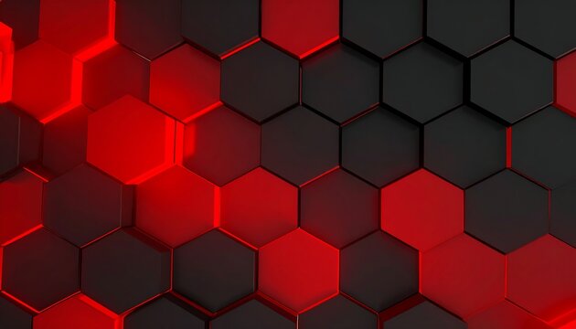 Abstract background with black and red hexagons in a geometric pattern creating a modern and futuristic design for wallpapers