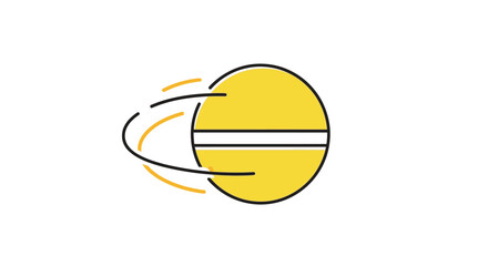 Stylized Yellow Ball with Motion Lines for Sports or Game Icon.