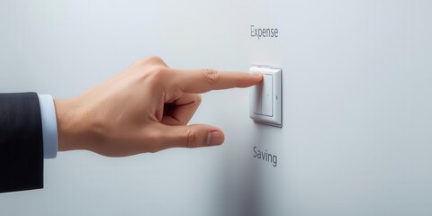 Switching between expense and saving modes office environment business action conceptual viewpoint
