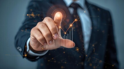 Analyzing growth trends in business metrics office environment digital visualization professional perspective