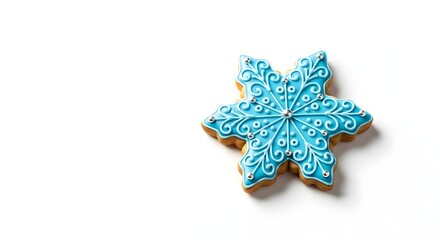Obraz premium Snowflake Cookie on White Background