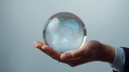 Exploring digital realities crystal ball visualization virtual space concept art futuristic environment close-up perspective