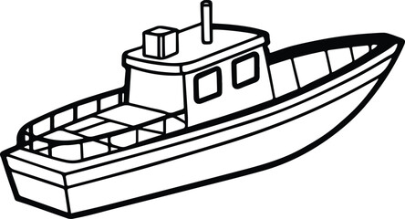 Obraz premium utility boat outline vector for marine service design