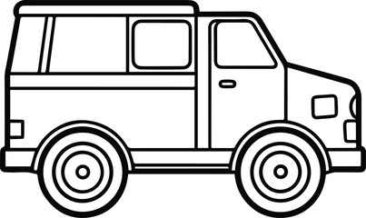 utility truck outline vector for industrial and transport design