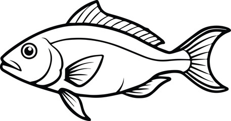 roughback fish outline vector for marine and educational design