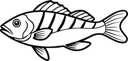 rockfish outline vector for marine and fishing design