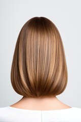 Naklejka premium Sleek and Shiny Brown Hair with Subtle Highlights from the Back