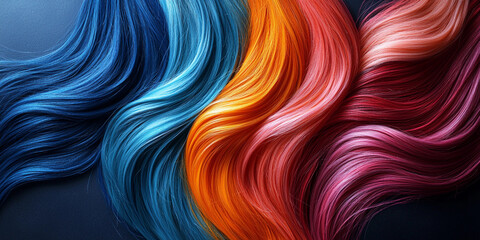 Fototapeta premium Colorful strands of hair create an abstract art piece Generative AI