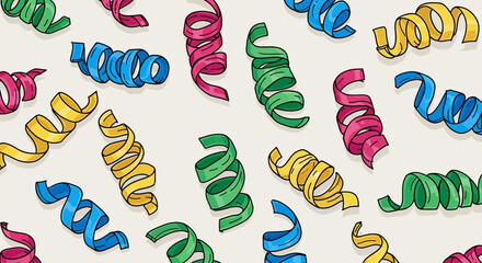 Festive serpentine illustration featuring a seamless repeating pattern for joyous celebration