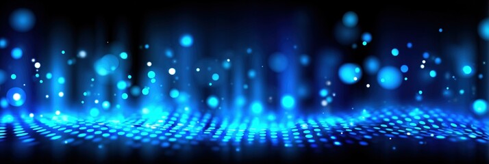 Fototapeta premium Vibrant abstract image featuring blue lights and bokeh effects, creating a futuristic and dynamic atmosphere. Ideal for technology and digital themes.