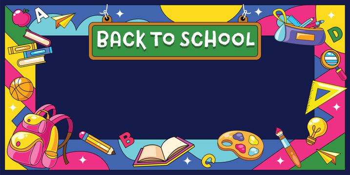 Back to school frame template vector background