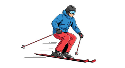 A skilled skier gracefully navigates a snowy slope, demonstrating agility and control during a winter sport
