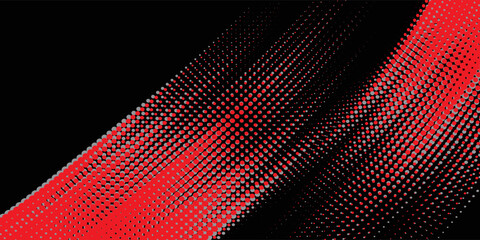 Abstract speed line style black halftone banner design template. Red and gray halftone dot pattern with grunge texture. Sporty style black and white dot pop art comic, Eps 10.