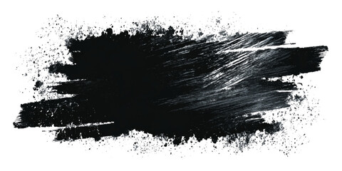 Black grunge brush stroke texture background .abstract ink paint smudge banner rough dirty splatter design .artistic vector brushstroke backdrop .modern graphic decorative element illustration .