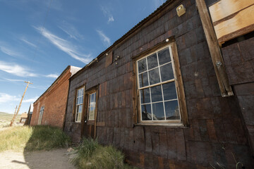 Bodie Ghost Town: Sheet Metal Siding and glass window