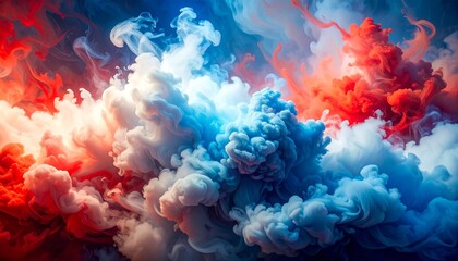 Ethereal clouds swirling red white and blue