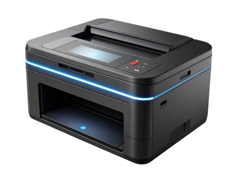 Compact Smart Printer Device Isolated on Transparent Background