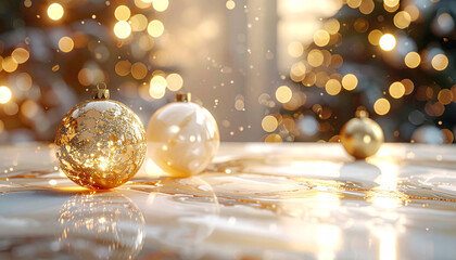 Festive holiday decoration cozy living room photography warm atmosphere close-up sparkling ornaments