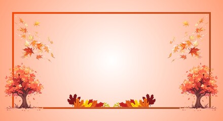 Autumn background where golden leaves fall like gentle whispers of love. 01.