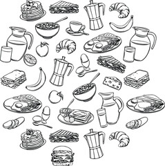  doodle fast food seamless pattern 